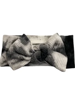 Organic Waffle Knot Bow, Black Tie Dye