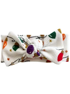 Organic Waffle Knot Bow, Christmas Lights