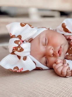 Organic Waffle Knot Bow, Gingerbread Man