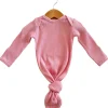 Organic Waffle Knotted Gown, Pink