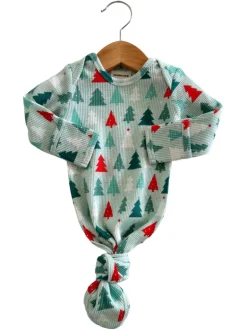 Organic Waffle Knotted Gown, Festive Firs