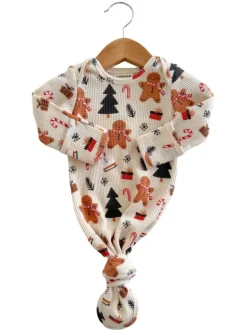 Organic Waffle Knotted Gown, Gingerbread Wonderland Snow
