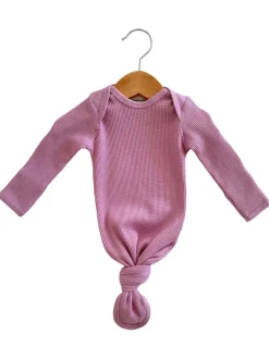 Organic Waffle Knotted Gown, Lavender