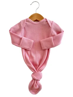 Organic Waffle Knotted Gown, Pink