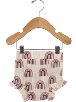 Organic Waffle Ruffle Bloomer, Pink Rainbow