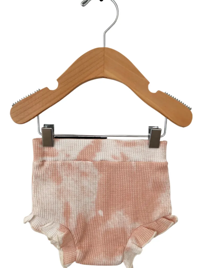 Organic Waffle Ruffle Bloomer, Pink Lemonade Tie Dye
