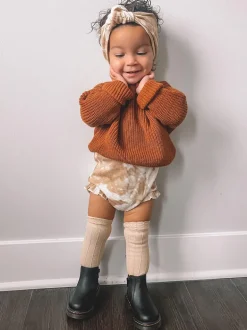 Organic Waffle Ruffle Bloomer, Almond Tie Dye