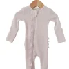 Organic Waffle Ruffle Zip Footie, Snow