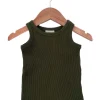 Organic Waffle Shortie Romper, Forest