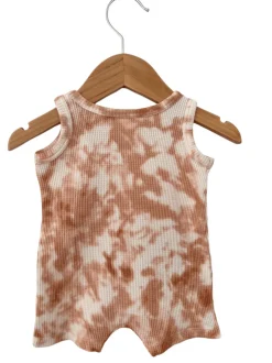 Organic Waffle Shortie Romper, Spice Tie Dye