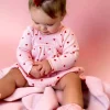 Organic Waffle Simple Dress & Bloomer, Little Red Heart (on Pink)