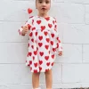 Organic Waffle Simple Dress, Red Heart