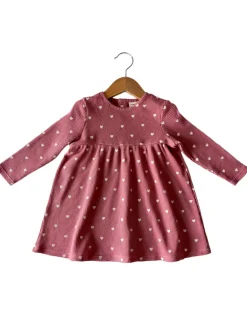 Organic Waffle Simple Dress, Mauve Heart