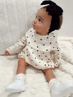 Organic Waffle Simple Dress & Bloomer, Black Heart