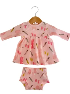 Organic Waffle Simple Dress & Bloomer, Cottontail Pink