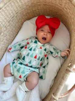 Organic Waffle Simple Dress & Bloomer, Festive Firs