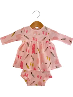 Organic Waffle Simple Dress & Bloomer, Cottontail Pink