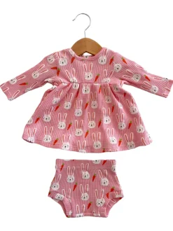 Organic Waffle Simple Dress & Bloomer, Sister Bunny