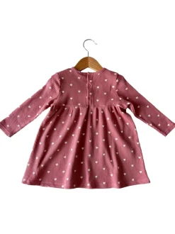 Organic Waffle Simple Dress, Mauve Heart