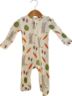 Organic Waffle 2-Way Zip Footie, Cottontail