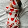 Organic Waffle 2-Way Zip Ruffle Footie, Red Heart