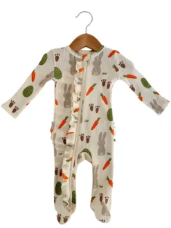 Organic Waffle 2-Way Zip Ruffle Footie, Cottontail