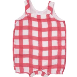 Overall Shortie, Painted Gingham Red