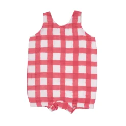 Overall Shortie, Painted Gingham Red