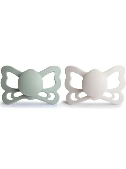 2-Pack Butterfly Anatomical Silicone Pacifiers, Sage/Silver Grey (6-18 months)
