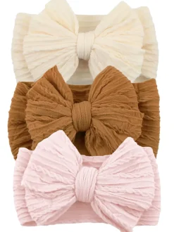 3-Pack Cable Bows, Cream/Almond/Barely Blush