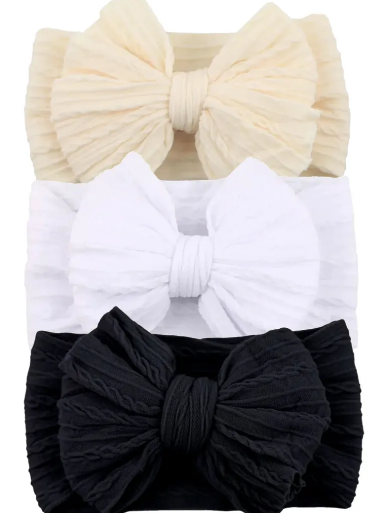3-Pack Cable Bows, Cream/White/Black