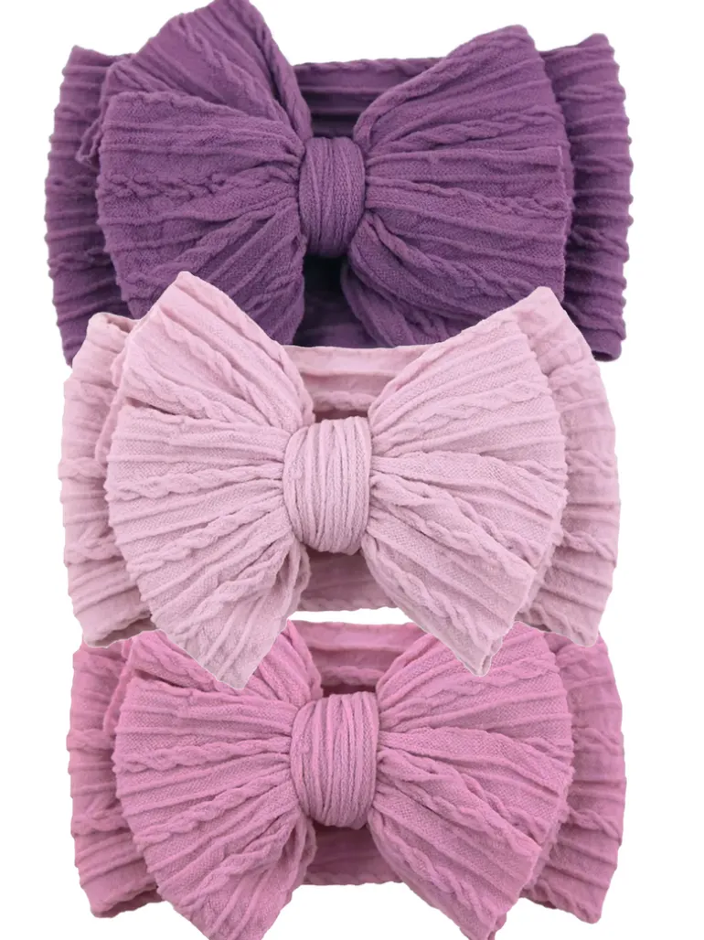 3-Pack Cable Bows, Plum/Soft Violet/Orchid