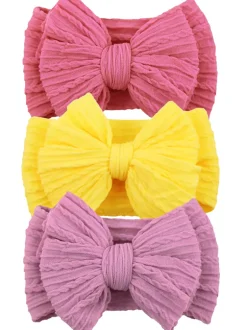 3-Pack Cable Bows, Vibrant Rose/Lemon Yellow/Orchid