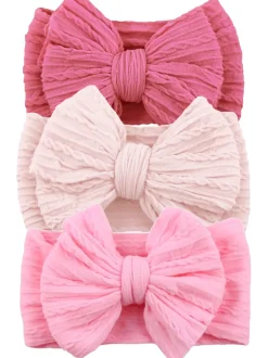 3-Pack Cable Bows, Vibrant Rose/Barely Blush/Pinky Pink