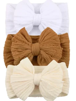 3-Pack Cable Bows, White/Almond/Cream