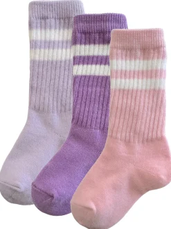 3-Pack Tube Socks, Lavender/Amethyst/Soft Pink Stripe