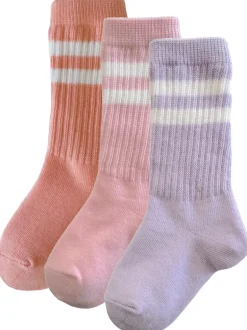 3-Pack Tube Socks, Peach Fizz/Soft Pink/Lavender Stripe