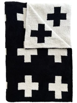 Phufy® Bliss Sofa Blanket, Black/White Cross