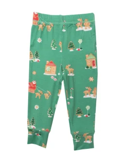 2-Piece Lounge Wear Set, Green Gingerbread Sleigh