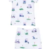 2-Piece Short Loungewear Set, Vintage Golf Carts Pink