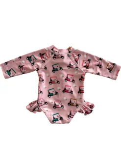 Pink Golf Cart / Skipper Rashguard Swimsuit / UPF 50+