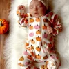 Pink Pumpkin Patch / Organic 2-Way Zip Romper