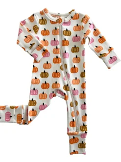 Pink Pumpkin Patch / Organic 2-Way Zip Romper