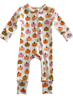 Pink Pumpkin Patch / Organic 2-Way Zip Romper