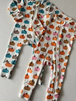 Pink Pumpkin Patch / Organic 2-Way Zip Romper