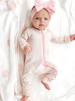 Pink Stripe / Organic Ribbed 2-Way Zip Romper
