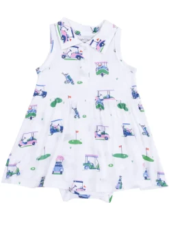 Polo Collar Bodysuit Dress, Vintage Golf Carts Pink