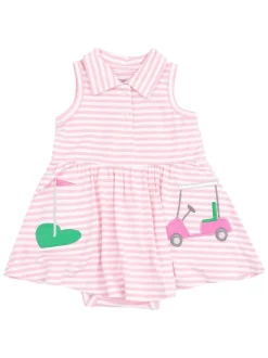 Polo Collar Bodysuit Dress, Golf Applique