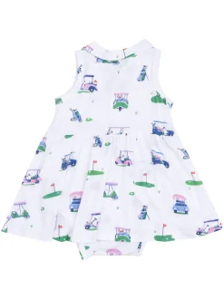 Polo Collar Bodysuit Dress, Vintage Golf Carts Pink