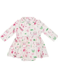 Polo Long Sleeve Bodysuit Dress, Golf Club Pink